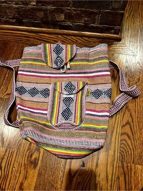Pinzon Woven Serape Backpack Boho Festival Hippie Southwestern Cotton Bag